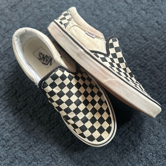 Vans Men’s No Tie Sneakers Black & White Checkers Size 9.5 - Picture 4 of 7